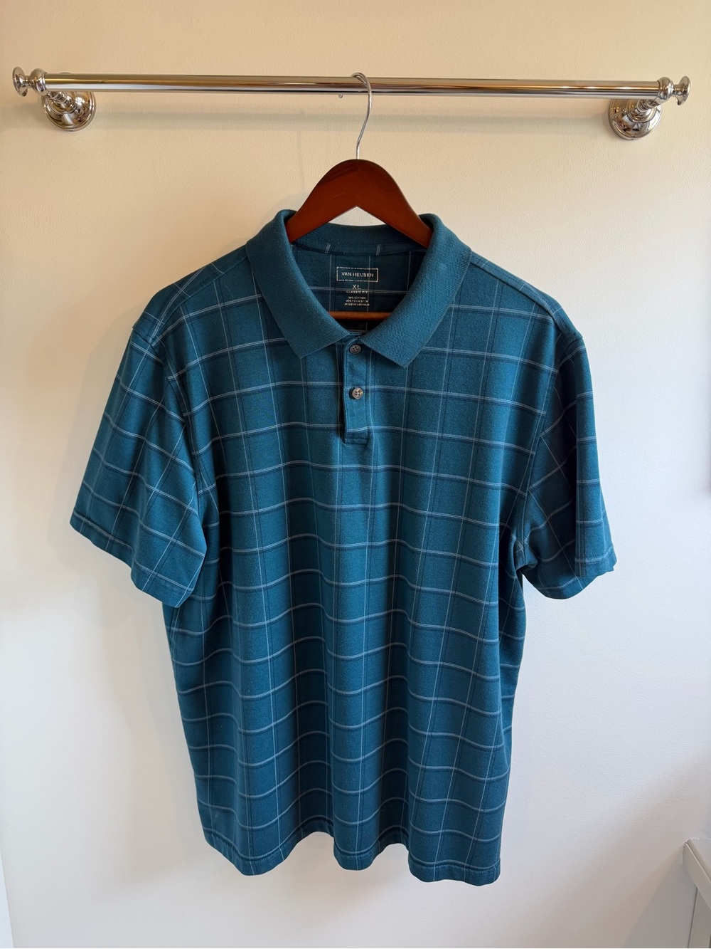 Van Heusen Teal Windowpane Polo